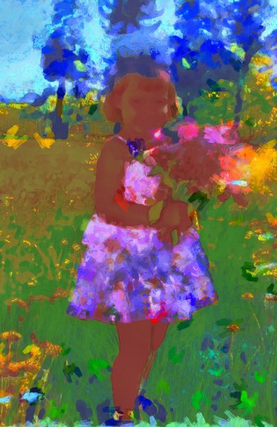 Girl with a Bouquet in the Garden by Alexei Makhov