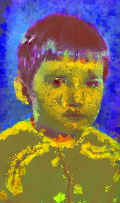 Portrait of a Boy on a Blue Background by Alexei Makhov