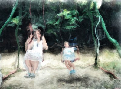 Sisters on a Swing by Alexei Makhov