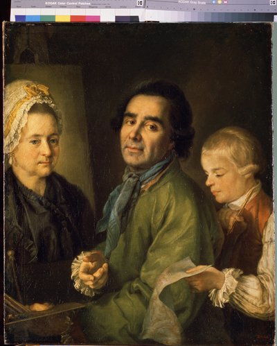 Portrait of the Artist Alexei P. Antropov with His Son by Alexei Petrovich Antropov