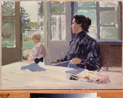 On The Terrace. Painting by Alexandre Stepanovich Stepanov, Russian Art, Late 19th-Early 20th Century, Modernism - State Art Museum, Nizhny Novgorod (Russia) by Alexei Steipanovitch Stepanov