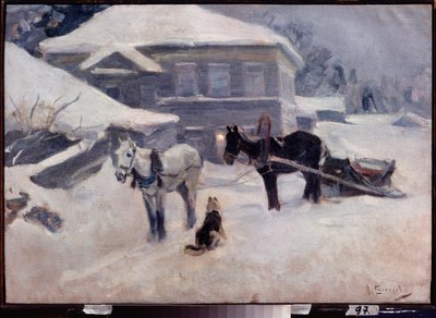 A Country Hotel. Painting by Alexei Stepanovich Stepanov, Russian Art, Late 19th-Early 20th Century, Landscape - M Tuganov Art Museum of the North Ossetian, Vladikavkaz (Russia) by Alexei Steipanovitch Stepanov