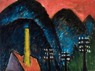 Blue Mountains Landscape with Yellow Chimney by Alexej von Jawlensky