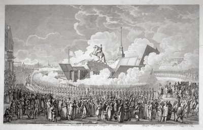Opening of the Equestrian Statue of Peter the Great on Senate Square St. Petersburg in 1782 by Alexey Kupriyanovich Melnikov