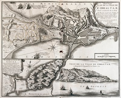 Gibraltar and Ceuta, Spain by Alexis Hubert Jaillot