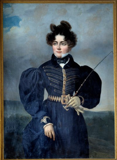 Portrait of Sophie Dawes, Baroness of Feucheres, in a Hunting Suit by Alexis Leon Louis Valbrun