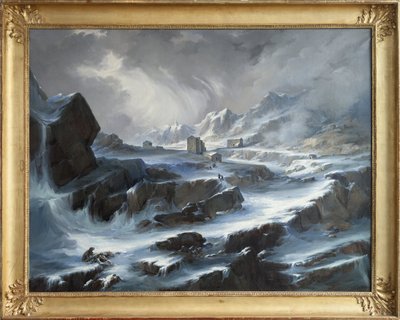 The Col du Grand Saint Bernard, a Romantic Scene Depicting the Snow Mountain Pass by Alexis Nicolas Noël