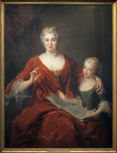 Madame de la Sablonniere and Her Daughter. Painting by Alexis Simon Belle (1674-1734) by Alexis Simon Belle