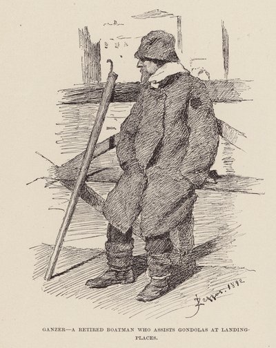 Ganzer, A retired boatman who assists Gondolas at landing-places by Alezzandro Zezzos