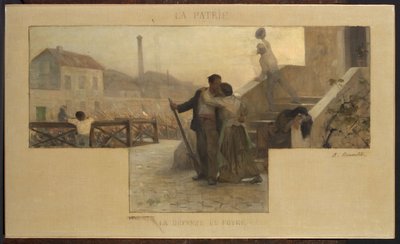Sketch for the Marriage Hall of the Arcueil-Cachan Town Hall: The Homeland - The Defense of the Home by Alfred Henri Bramtot