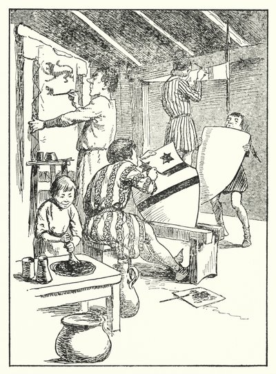 Merrie England: Painting Shields and Surcoats by Alfred (after) Pearse