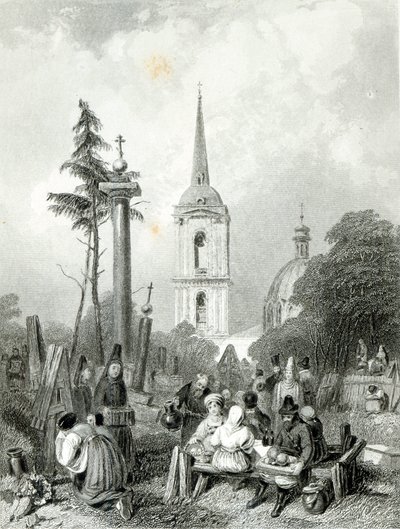 Cemetery of the Smolensko Church, engraved by E. Smith by Alfred (after) Vickers