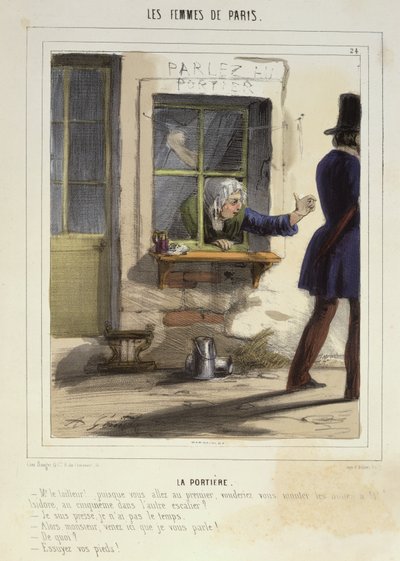 The Concierge, from Les Femmes de Paris, 1841-42 by Alfred Andre Geniole