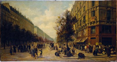 Queue at the door of a grocery store (corner of rue Réaumur and boulevard Sébastopol) in November 1870 (in 1871) by Alfred /Brunner Lacoste Emile (1838 81) Decaen