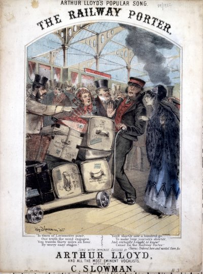 The Railway Porter, Cover of the Sheet Music for a Popular Victorian Song by C. Plowman by Alfred Concanen