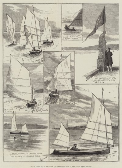 Royal Canoe Club, Race for the Challenge Cup at the Welsh Harp, Hendon by Alfred Courbould