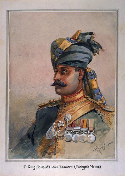 Head and Shoulders Portrait of Risaldar, Durrani, Illustration for 