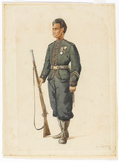 Rifleman of the 4th Gurkha Regiment in drill order by Alfred Crowdy Lovett