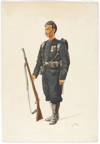 Rifleman of the 4th Gurkha Regiment in marching order by Alfred Crowdy Lovett