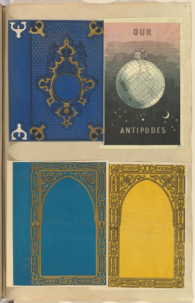 Four Lithographed Bookcovers, One for Our Antipodes by Alfred Crowquill