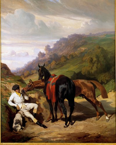 White lad and his horses by Alfred Dedreux