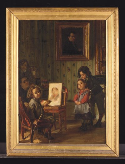 Interior, the family of the artist by Alfred Dehodencq