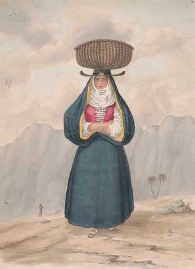 Peasant Woman with Basket on Her Head - La Palma, 1828 by Alfred Diston