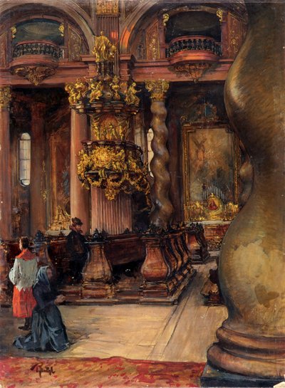 The Interior of the University Church in Vienna by Alfred Edler von Pflügl