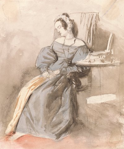 Study of a Lady Asleep in a Chair by Alfred Edward Chalon