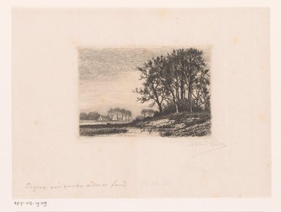 Landscape with Trees on a Hill by the Water by Alfred Elsen