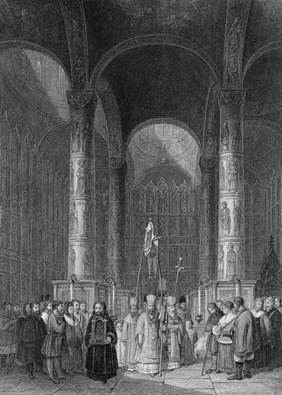 Interior of the Grand Cathedral of the Assumption, engraved by T. Higham, 1835 by Alfred Gomersal Vickers