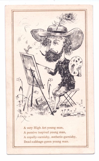 Victorian Greeting Card of an Aesthetic Artist Painting a Picture, c.1881 by Alfred Gray