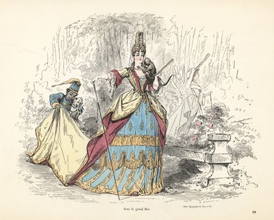 Costume of a noble woman under King Louis XIV of France by Alfred Grevin