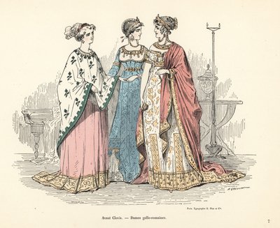 Costumes of Gallo-Roman women of the era before King Clovis I by Alfred Grevin