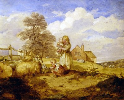 Children and Sheep Under a Tree by Alfred H. Green