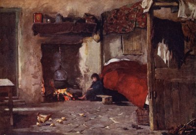 A Cottage Interior, Achill Island by Alfred Heaton Cooper