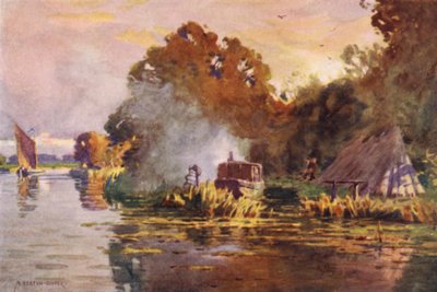 An Eel-fisher on the Bure, Norfolk by Alfred Heaton Cooper