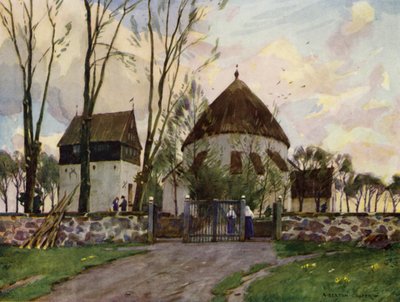 Denmark: Bornholm, Osterlars Church by Alfred Heaton Cooper