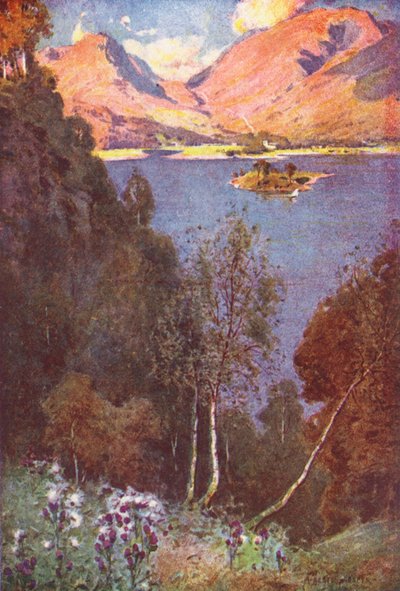 Lake District: A Glimpse of Grasmere, Evening Sun by Alfred Heaton Cooper
