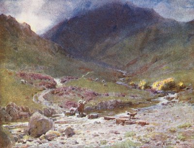 Lake District: Stepping-stones, Far Easedale, Grasmere by Alfred Heaton Cooper