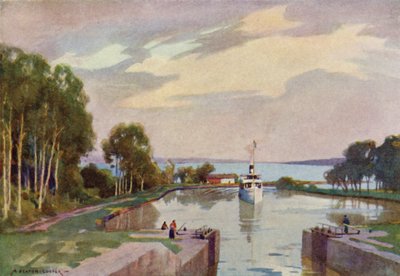 Sjotorp Locks, Gota Canal by Alfred Heaton Cooper