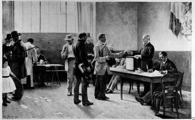 Elections, Universal Suffrage: A Polling Station by A.M. Bramtot - Musee Carnavalet by Alfred Henri Bramtot