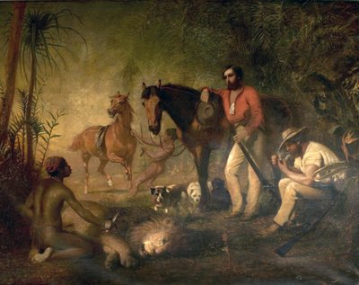 After the Lion Hunt by Alfred Hichens Corbould