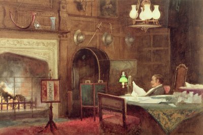 Interior of a Panelled Hall by Alfred J. Warne Brown