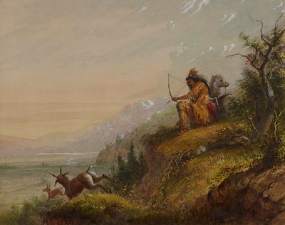 A Pawnee Indian Shooting Antelope by Alfred Jacob Miller