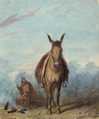 A Trapper in His Solitary Camp by Alfred Jacob Miller