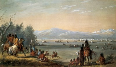 An Indian village. Work by Alfred Jacob Miller by Alfred Jacob Miller