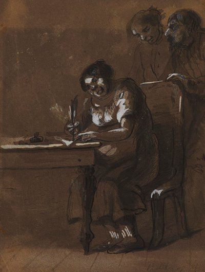 Clemence Newcome Signing as a Witness by Alfred Jacob Miller
