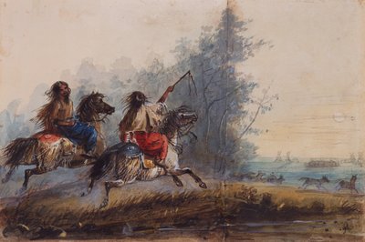 Females, Snake Tribe, Driving Horses by Alfred Jacob Miller