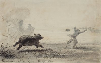 Fontenelle Chased by a Grizzly Bear by Alfred Jacob Miller